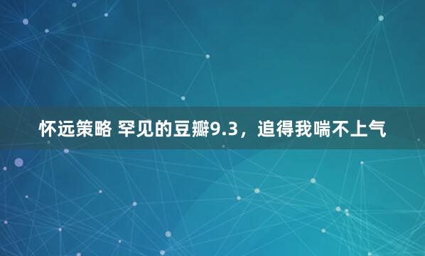怀远策略 罕见的豆瓣9.3，追得我喘不上气