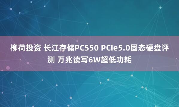 柳荷投资 长江存储PC550 PCIe5.0固态硬盘评测 万兆读写6W超低功耗