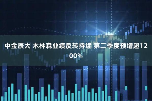 中金辰大 木林森业绩反转持续 第二季度预增超1200%