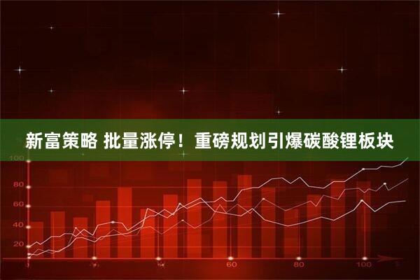 新富策略 批量涨停！重磅规划引爆碳酸锂板块