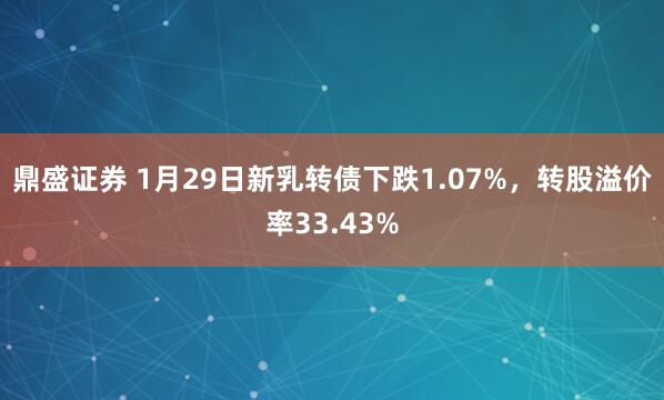 鼎盛证券 1月29日新乳转债下跌1.07%,转股溢价率33.43%