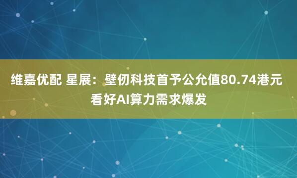 维嘉优配 星展：壁仞科技首予公允值80.74港元 看好AI算力需求爆发